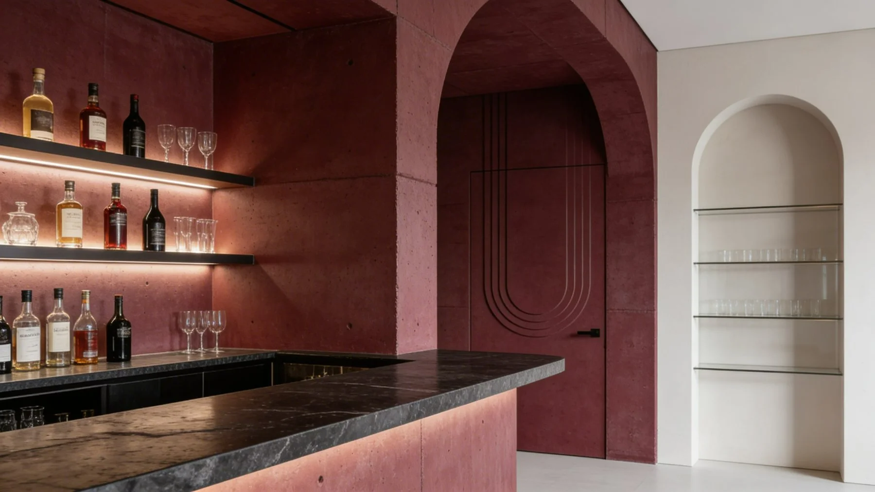 Home bar with an Element door in red