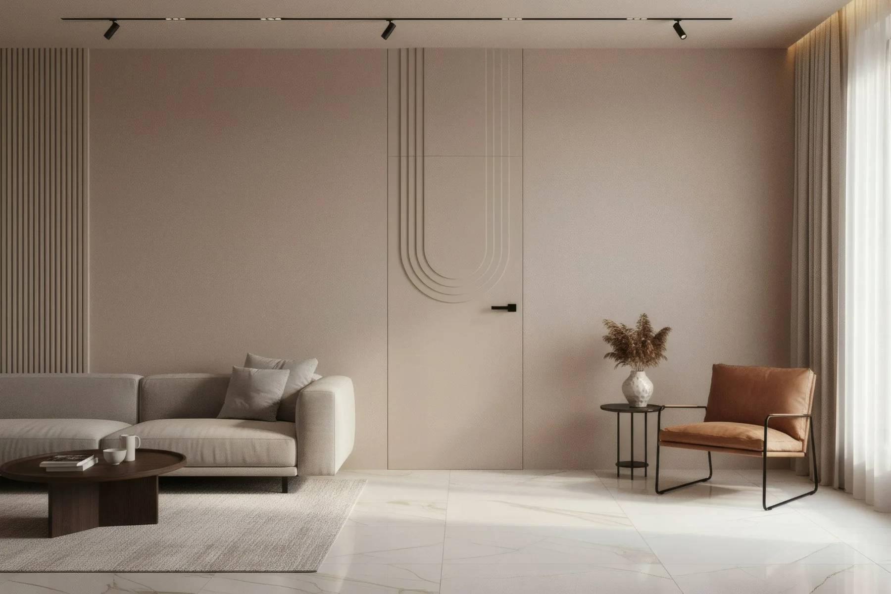 Living room with an Element door in beige