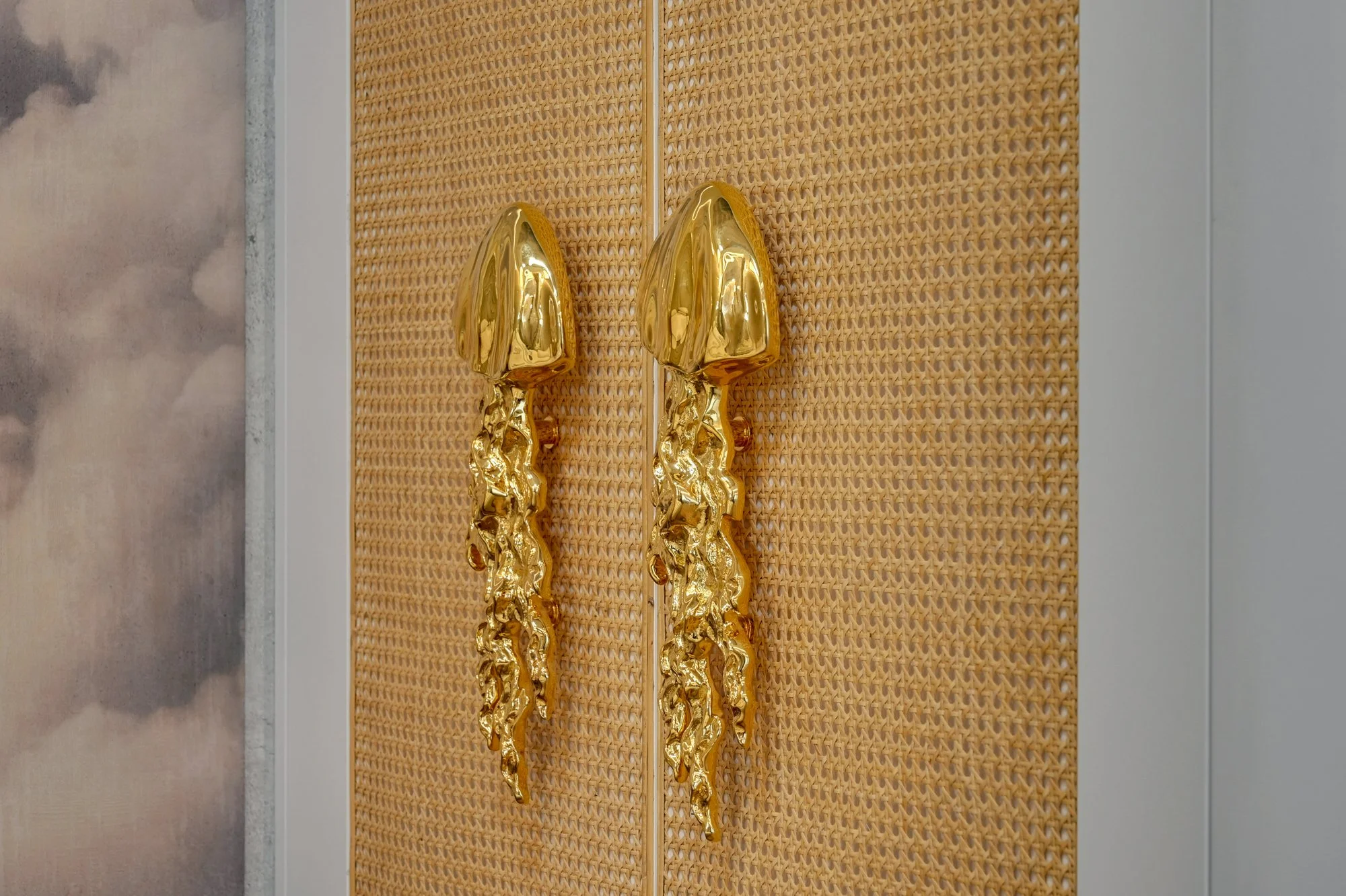 Viennese cane fronts with cast gilt handles