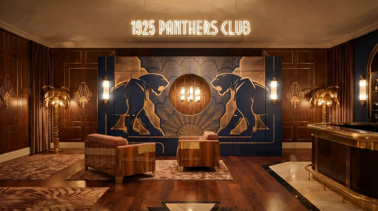 Signature Wall 1925 Panthers Club — inlaid front opening as you scroll
